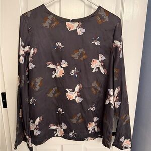 Banana Republic Floral Print Blouse in Charcoal